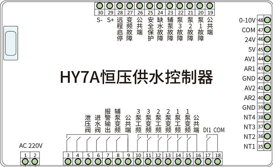 安川达HY7A恒压供水控制器7寸触摸屏如何接线？